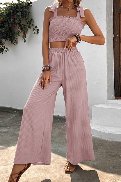 Azahara | Conjunto de top fruncido y pantalón